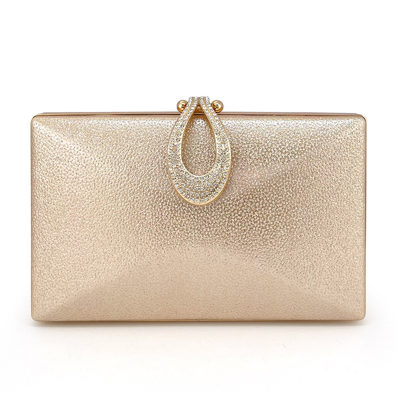 Champagnerfarbene Abendtasche Mit Strassverschluss Für Damen_voghion.com