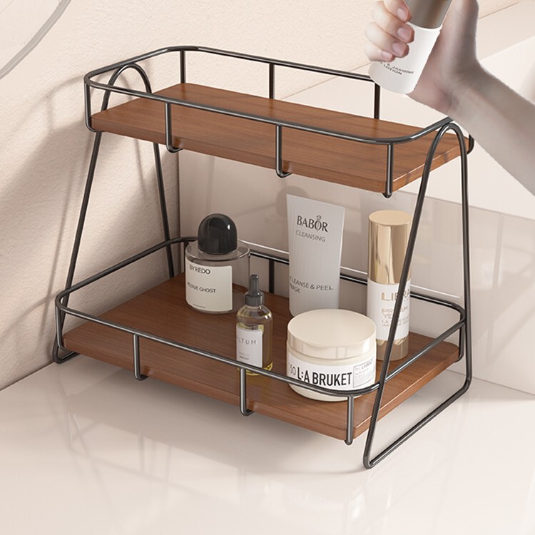 Desktop Storage Rack Wooden Storage Rack Storage Cosmetics Storage Display Rack Dressing Table Tray Wooden Rack Water Cup