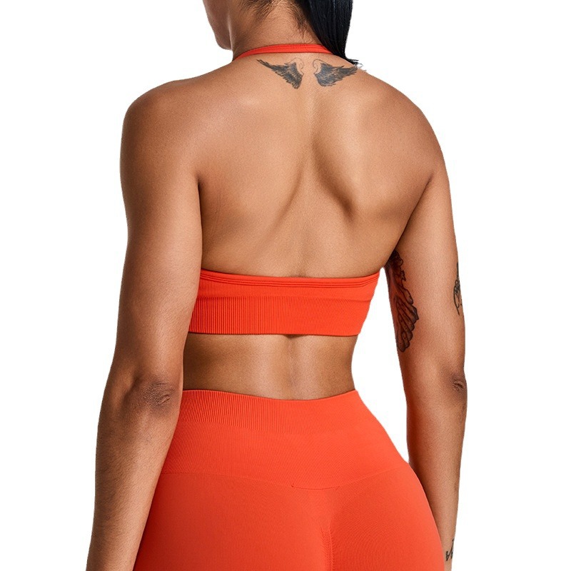 Cuello sin costuras antichoque ropa de belleza de espalda yoga sujetador mujer con cojín de pecho ropa interior deportiva de secado rápido correr chaleco de fitness