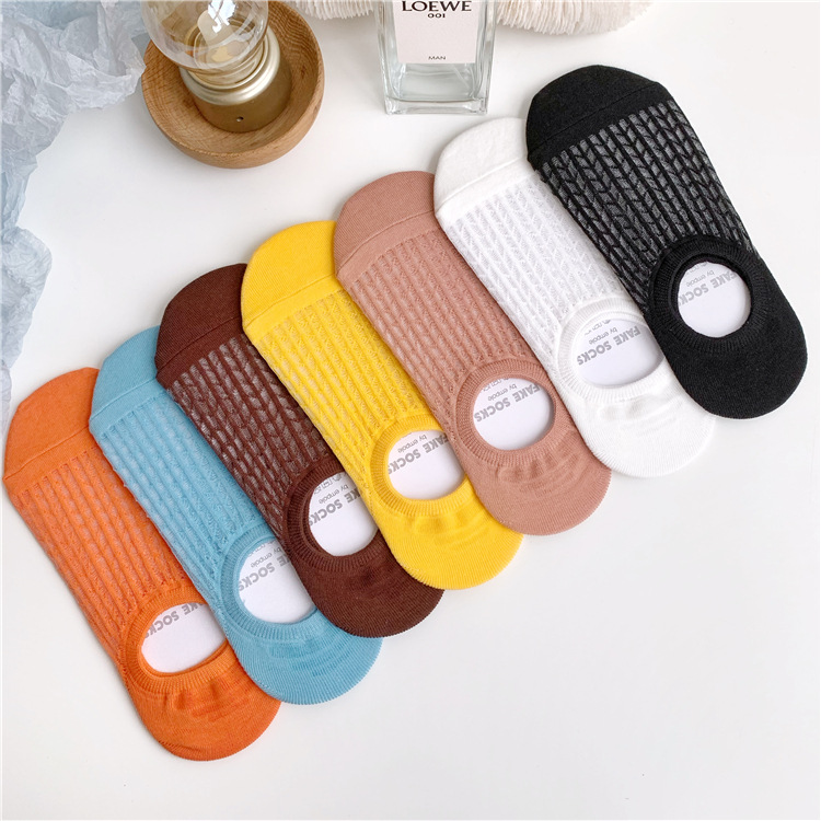 EMPOLE襪子韓國進口女船襪夏季新款水晶絲透氣糖果色甜美女隱形襪