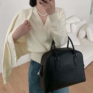 2025 New Autumn and Winter Top Layer Cowhide Handheld Bowling Bag Large Capacity Genuine Leather Boston Pillow Baseball Bag