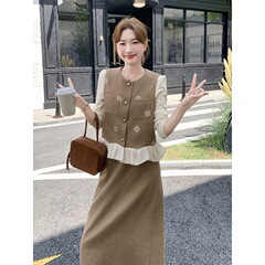2025春秋新款时尚套装女显瘦大方得体穿搭一整套马甲半身裙两件套
