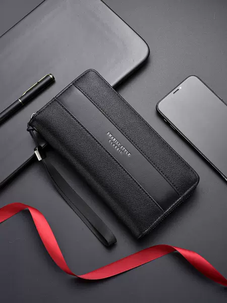 Cross-border Men's Long Wallet Zipper Clutch Bag Multi-card Casual Large Capacity Mobile Phone Bag Litchi Coin Purse