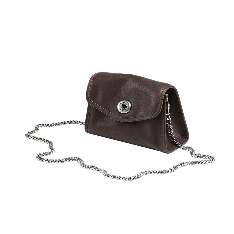 Qiu Zhen Envelope Bag For Women Chain Shoulder Crossbody Bag Genuine Leather Small Vintage Casual Niche Handbag - Thumbnail 7