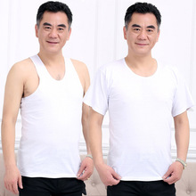 夏季男士纯棉背心健身跨栏吸汗透气老头衫打底爸爸装老式汗衫背心