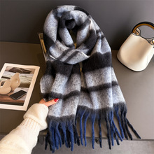 韩版几何条纹圈圈纱仿羊绒围巾秋冬高级感披肩围脖时尚百搭保暖女