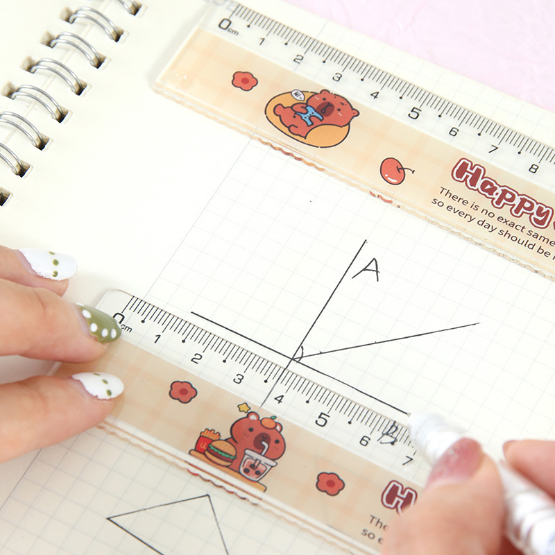 CyiMu - 1320 Capibala regla de dibujos animados descompresión regla de dibujo de dibujo de dibujo suministros de medición de examen de regalo de apertura de papelería