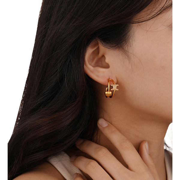 Retro matte fashionable sophisticated earrings with zircon