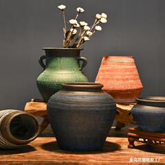 レトロな陶器の壺、手作りの粗い陶器の多肉植物の植木鉢、花瓶、陶器の壺、新しい中国風のドライフラワーの特別価格