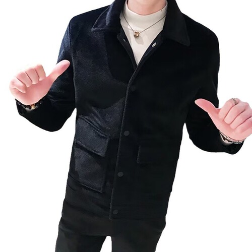 Men's Wool Coat Autumn/Winter British Style Thick Collar Trendy Versatile Korean Version Wool Jacket Short Spirit
