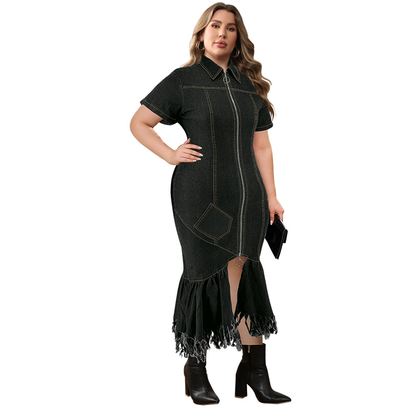 Women's Clothing Elegant Plus Size Women's Denim Dress Style Fashion For Formal & Casual For Women Striped Print Long_ecoleips.com