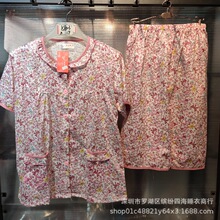 诗芬腾33女款睡衣短袖中裤 开扣七分裤薄款多花色碎花批发工厂直