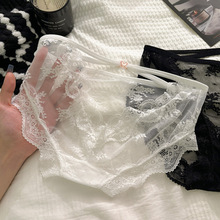 限时清仓少女纯欲风法式性感女士交叉无痕透视半透明蕾丝内裤女
