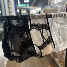 轻熟猫女·纯欲性感蕾丝交叉带透气网纱中高腰内裤加大码160斤
