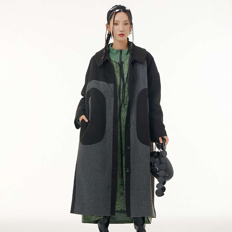 2022秋季新款歐美大碼女裝寬松顯瘦撞色拼接微胖mm大碼外套66591