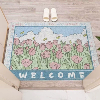 silk loop mat, can be – Ayaqaltılar (Kovriklər) - 4060cmsilk-loop-wear-resistant-and-dirt-resistant-sunny-flower-sea-square