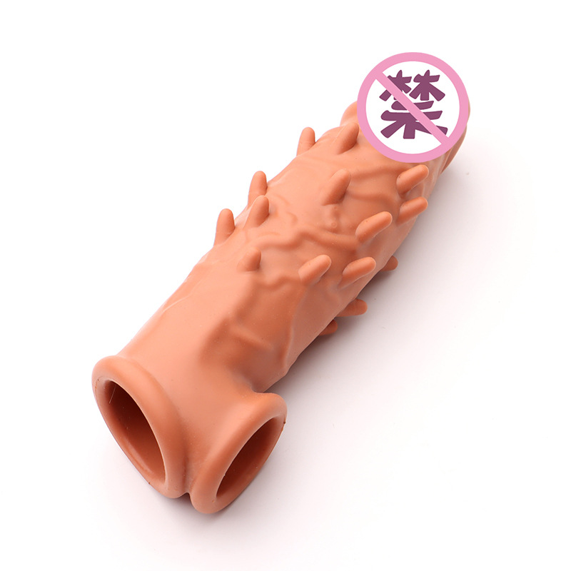Wolf Tooth Textured Penis Sleeve, TPE Spiked Extender, Large-Particle Stimulation Cover — detail image 5