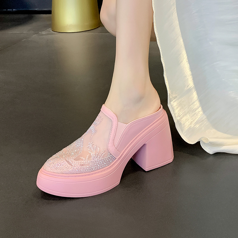 10cm Ultra-High Heel Closed-Toe Mules 2026 Summer New Style Pointed Toe Thick Sole Chunky Heel Slip-On Outdoor Half-Slip Sandals 10cm Ultra-High Heel Closed-Toe Mules 2026 Summer New Style Pointed Toe Thick Sole Chunky Heel Slip-On Outdoor Half-Slip Sandals