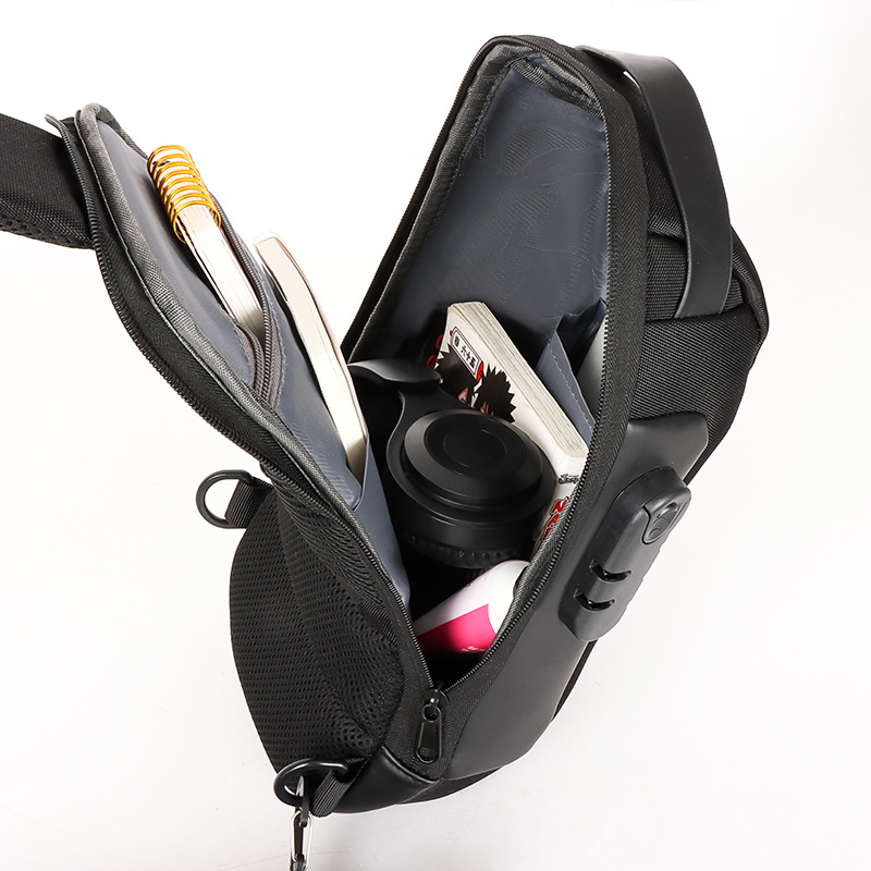 Bloqueo de contraseña antirrobo de los hombres del pecho Cruz bolsa Oxford tela deportes crossover Bolso crossbag hombro de los hombres