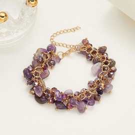 外贸跨境天然5色水晶流苏碎石水滴手链手串 波西米亚夸张个性饰品