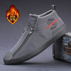新款中幫冬季男鞋高幫皮靴加絨保暖棉鞋男雪地短靴百搭潮鞋