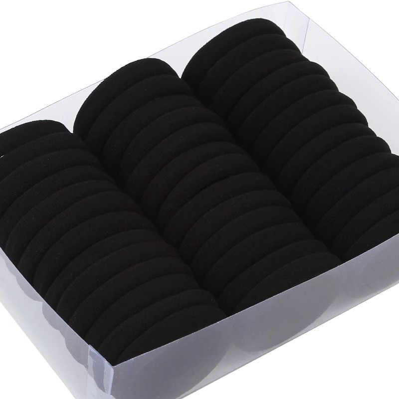 Corea de la red cuerda de la cabeza de cuero de mujer correa de toalla correa de cabello simple negro grueso cola de caballo pequeña funda de cuero