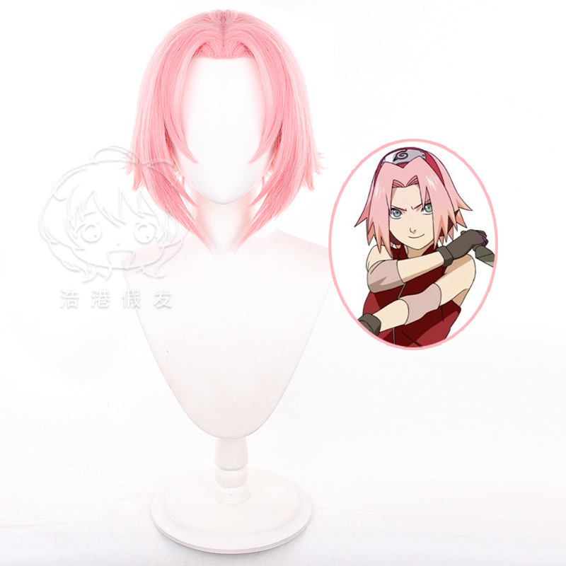 [Haohang] Naruto Spring Yezakura Cosplay Wig Sakura Pink Beauty Tip Hairy Top