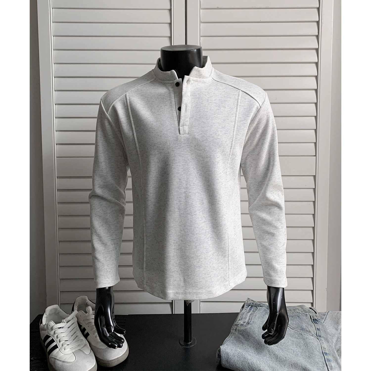 Warm long-sleeve, base sweatshirt, polo