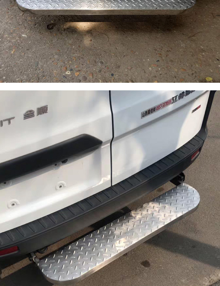 Ford's New Transit V362 Special Front and Rear Bumper Stainless Steel Rear Door Pedal Plus Frosted Black Model
