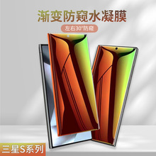 适用三星s25ultra渐变防窥水凝膜s24+/23防偷窥高清TPU炫彩手机膜
