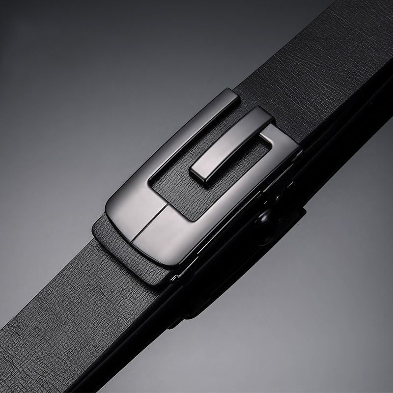 2025 Men's Leather Belt Business Young People Inner Wear Toothless Automatic Buckle Belt Business Versatile Cowhide Fashion Trouser Belt