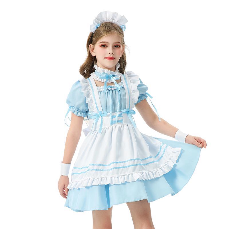 2026 Amazon Maid Costume Children's Clothing Pastoral Farm French Lolita Girls' Dress Party Girl Dress