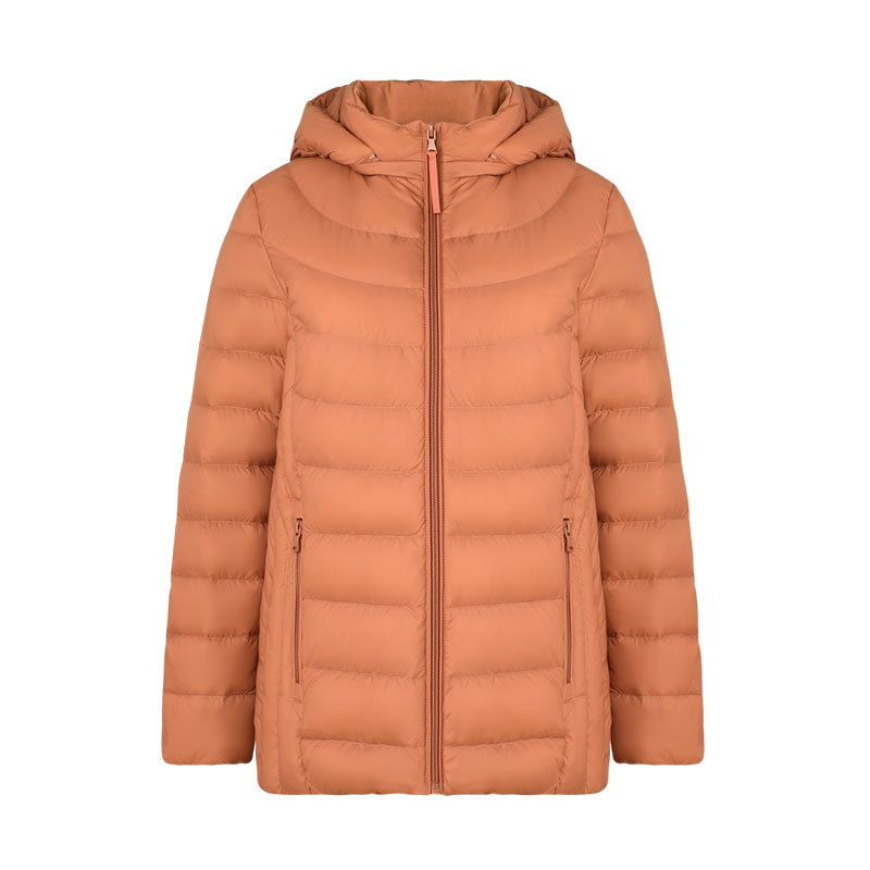plus size 200 Jin Down Jacket Women's Middle Long Removable Hat Lightweight Casual Warm 90 White Duck Down Jacket Tide
