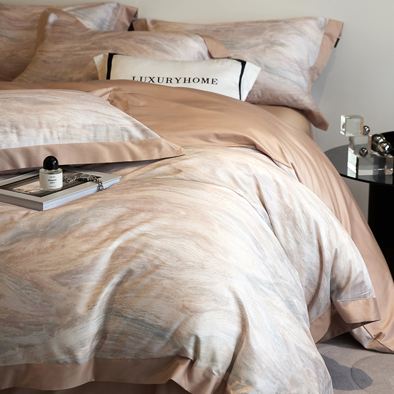 新款新疆长绒棉磨毛四件套纯棉全棉被套床单美式高支被套轻奢床品