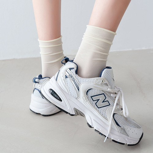 YX Summer and Autumn Women's Thin Socks Breathable Bump Socks Women's Plain Ice Silk Medium Calf Socks Zhuji Women's Socks Bingbing Socks
