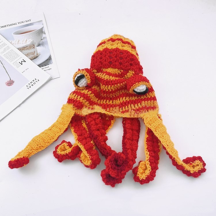 Amazon comercio exterior nueva fiesta transfronteriza para adultos Tricky Funky Octopus Head Sombrero de pulpo de ganchillo
