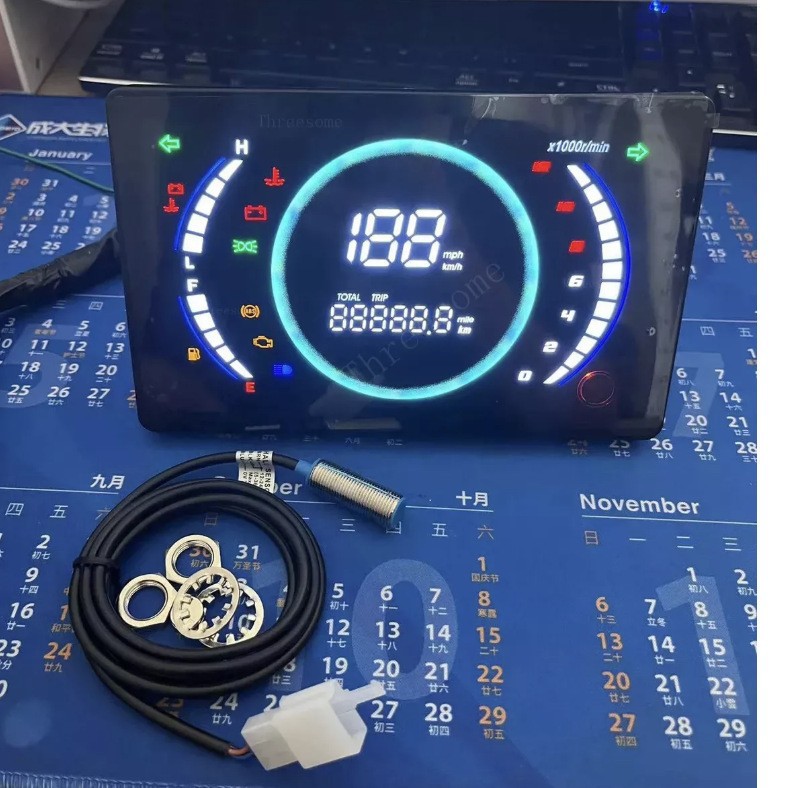 Large Flat-Panel Digital Instrument for Rally Car Modification, Exported One-Piece Drop-Shipping Led High-Definition Digital Meter, Factory Direct Sale