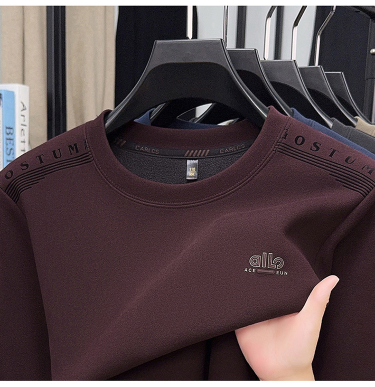 Áo sweatshirt nam cổ tròn dài tay, nỉ lông cừu dày dặn, form rộng thoải mái — Xanh trên chi tiết 20