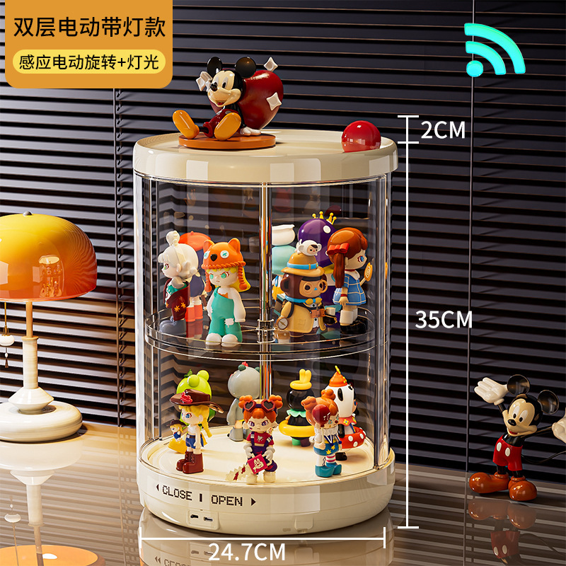 回転ブラインドボックス収納ディスプレイスタンド防塵透明ビルディングブロック大型フィギュア人形ディスプレイキャビネットラブブディスプレイボックス|undefined