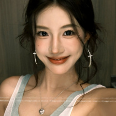 欧美夸张闪钻十字架圈圈耳环女2025新款小众时尚耳钉辣妹个性耳饰