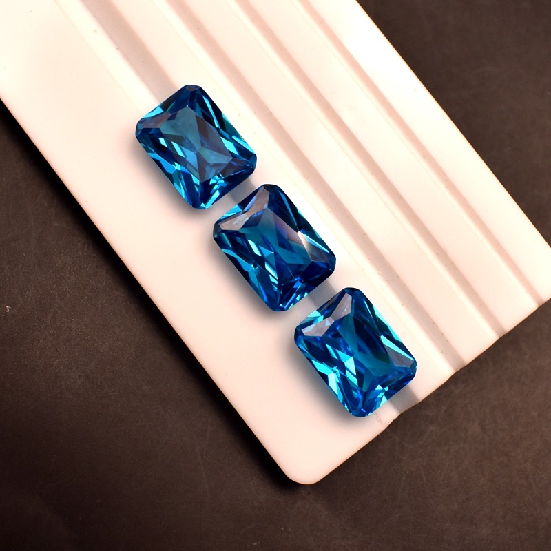 Rectangular blue gemstone for ring for men and women