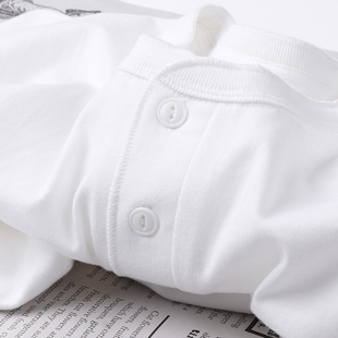 Japanese Pure White 250g heavy cotton Henry collar short-sleeved T-shirt solid color shoulder polo shirt bottoming top for men and women