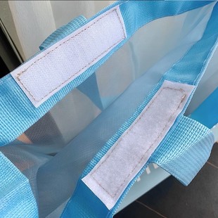 Summer Transparent Mesh Shopping Bag Korean Style ins Shoulder Portable Large Capacity Stitching Beach Fitness Tote Bag