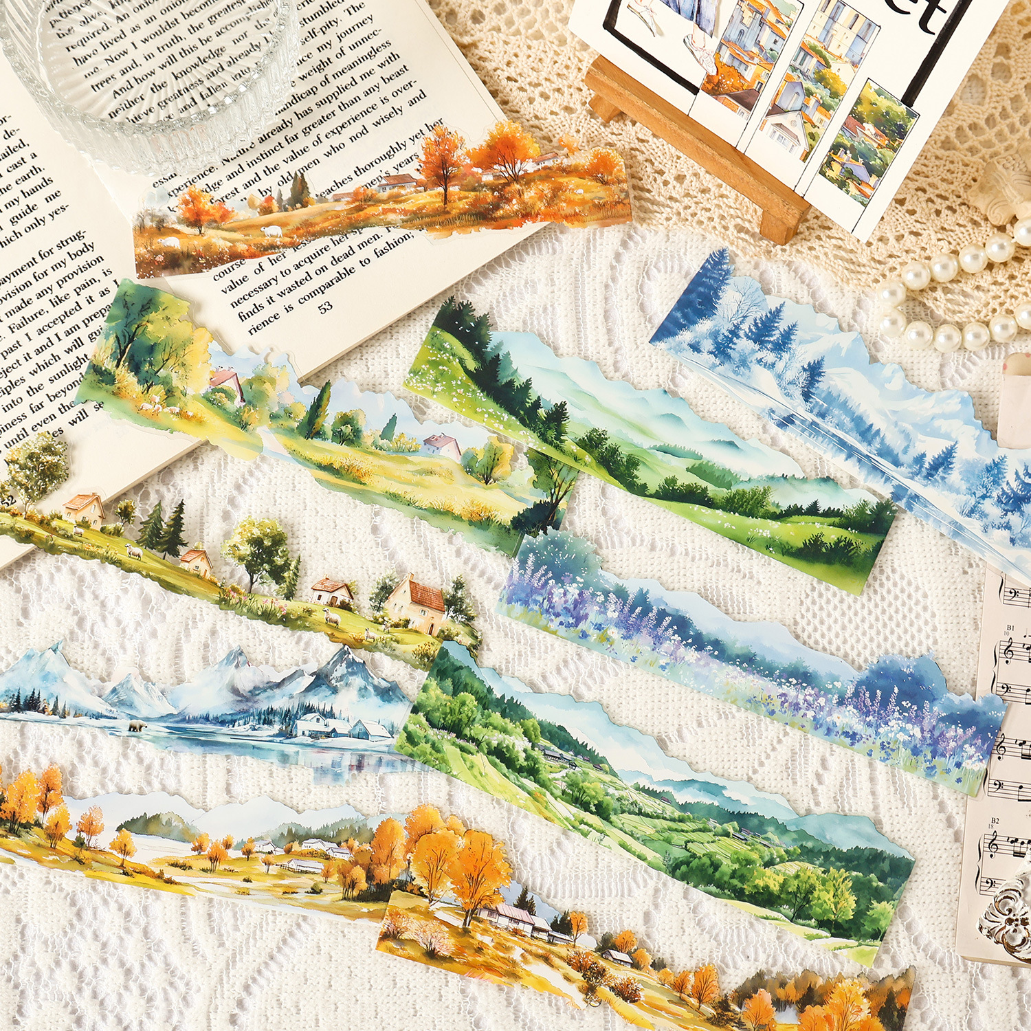 Serie Guilin Zhisi Pegatinas de paisajismo Pegatinas de bricolaje Material de decoración de cuentas a mano Collage 10 pegatinas de cuentas a mano transfronterizas