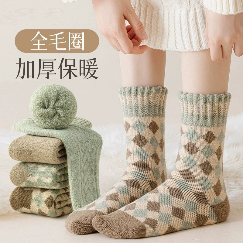 Толстые носки женские зимние носки плюс бархатные теплые носки для сна