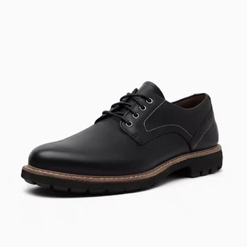 ShoeVault Brand Top Layer Cowhide Professional Men's Leather Business Elegant Gentleman Lace-up Simple Derby Shoes Customization_voghion.com