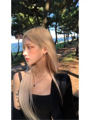 Starway middle-parted wig for women with long hair, rose, same style, white and platinum trendy color, long straight hair, full headband style