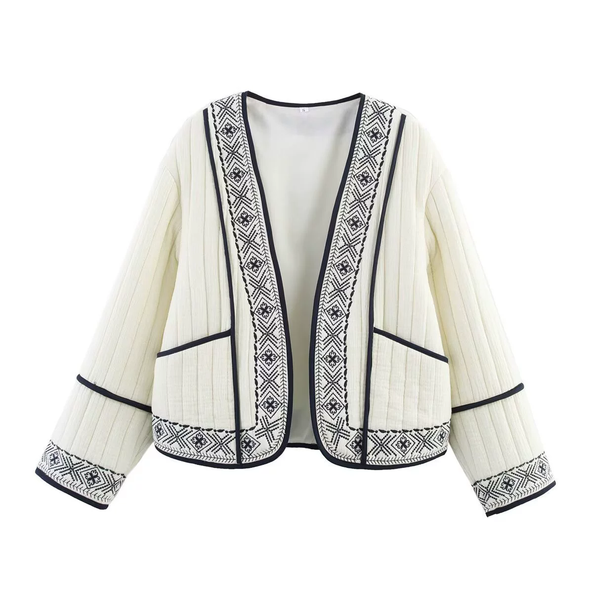 Женская одежда для внешней торговли 2025, ранняя осень, модный простой декоративный кардиган в европейском и американском стиле без пуговиц, куртка для женщин S8850