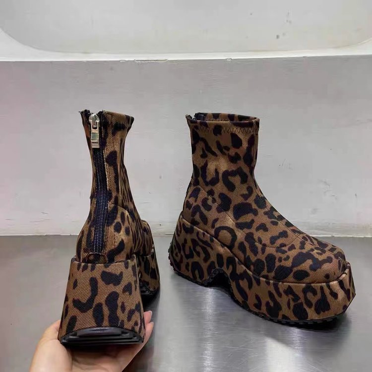 2024 autumn and winter new hot selling thick sole versatile temperament comfortable fashion leopard print slim boots for_voghion.com