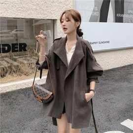 双排扣时尚风衣外套女新款2025春秋新款宽松复古高级感休闲大衣女